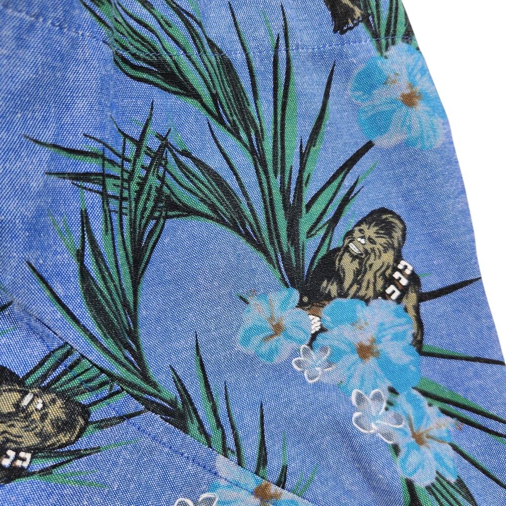 Star Wars Blue Tropical Print Short Sleeve Button-Down Shirt - Picture 6 of 8